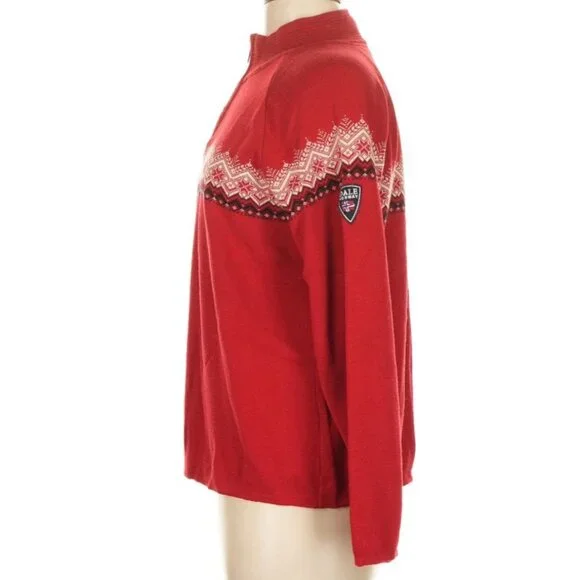 Dale of Norway Classic Pullover Sweater Women's XL 1/4 zip Red White Black - Picture 6 of 14